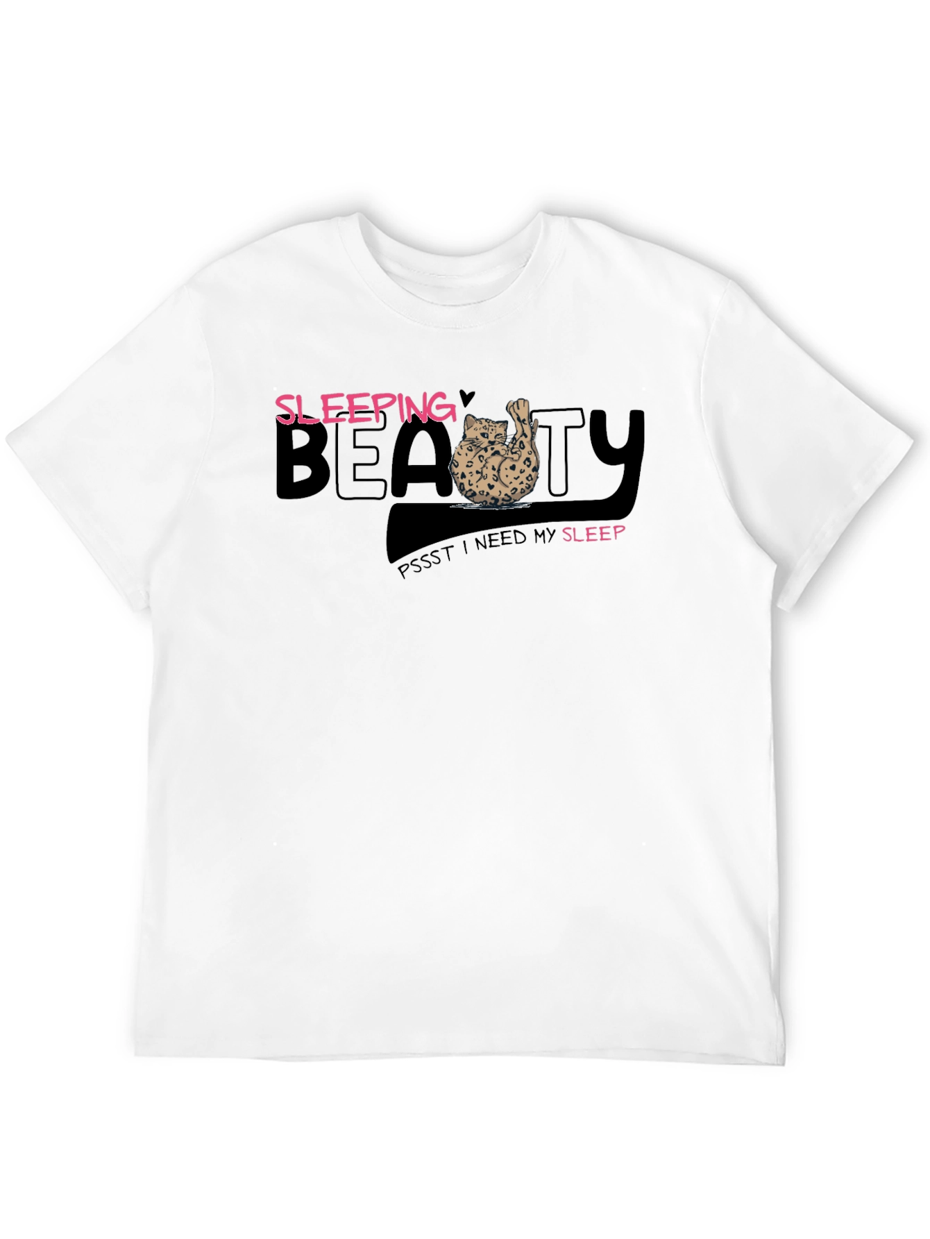 Sleeping Beauty Cat Graphic Tee - Mens Black T-Shirt