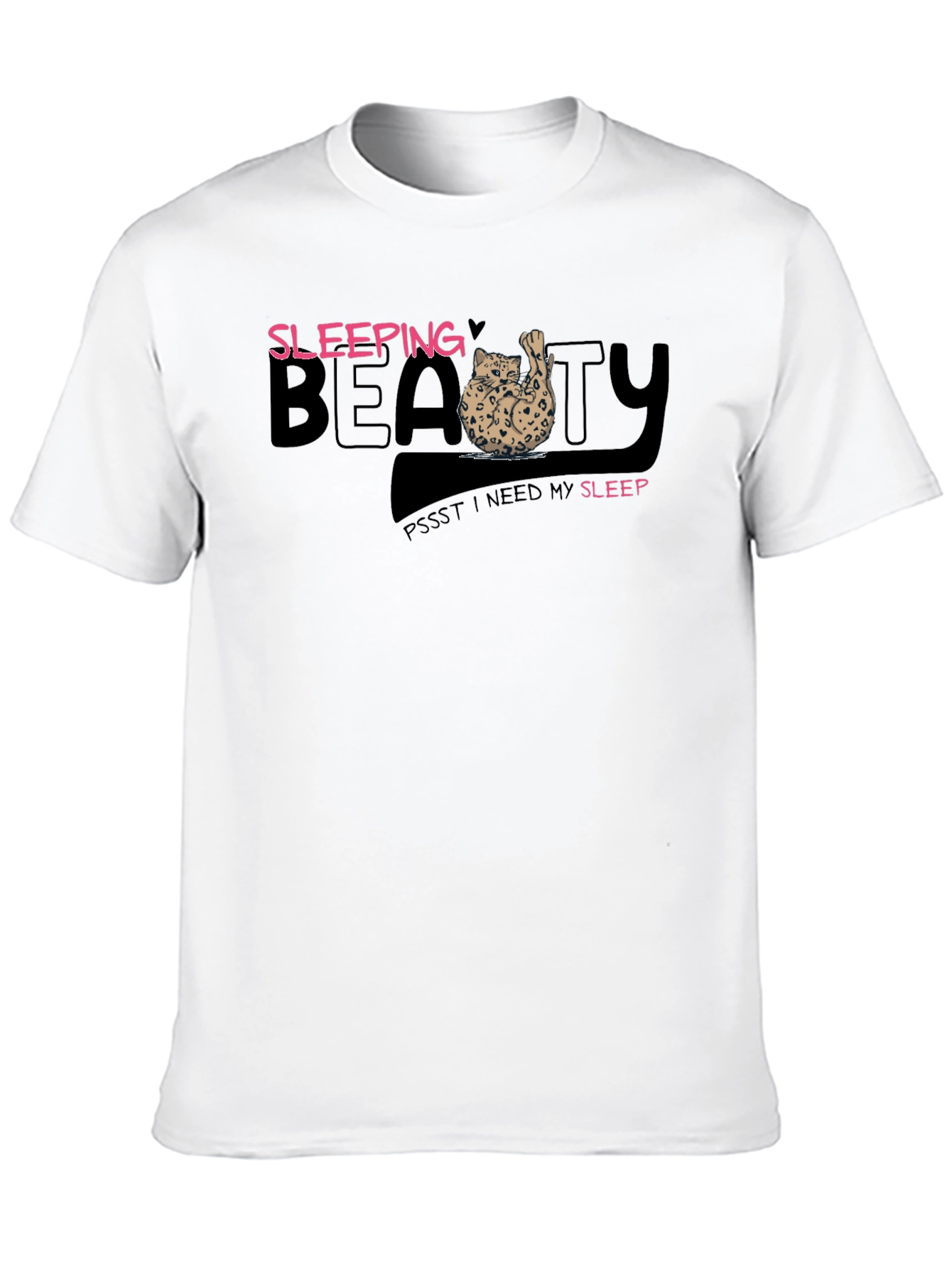 Sleeping Beauty Cat Graphic Tee - Mens Black T-Shirt