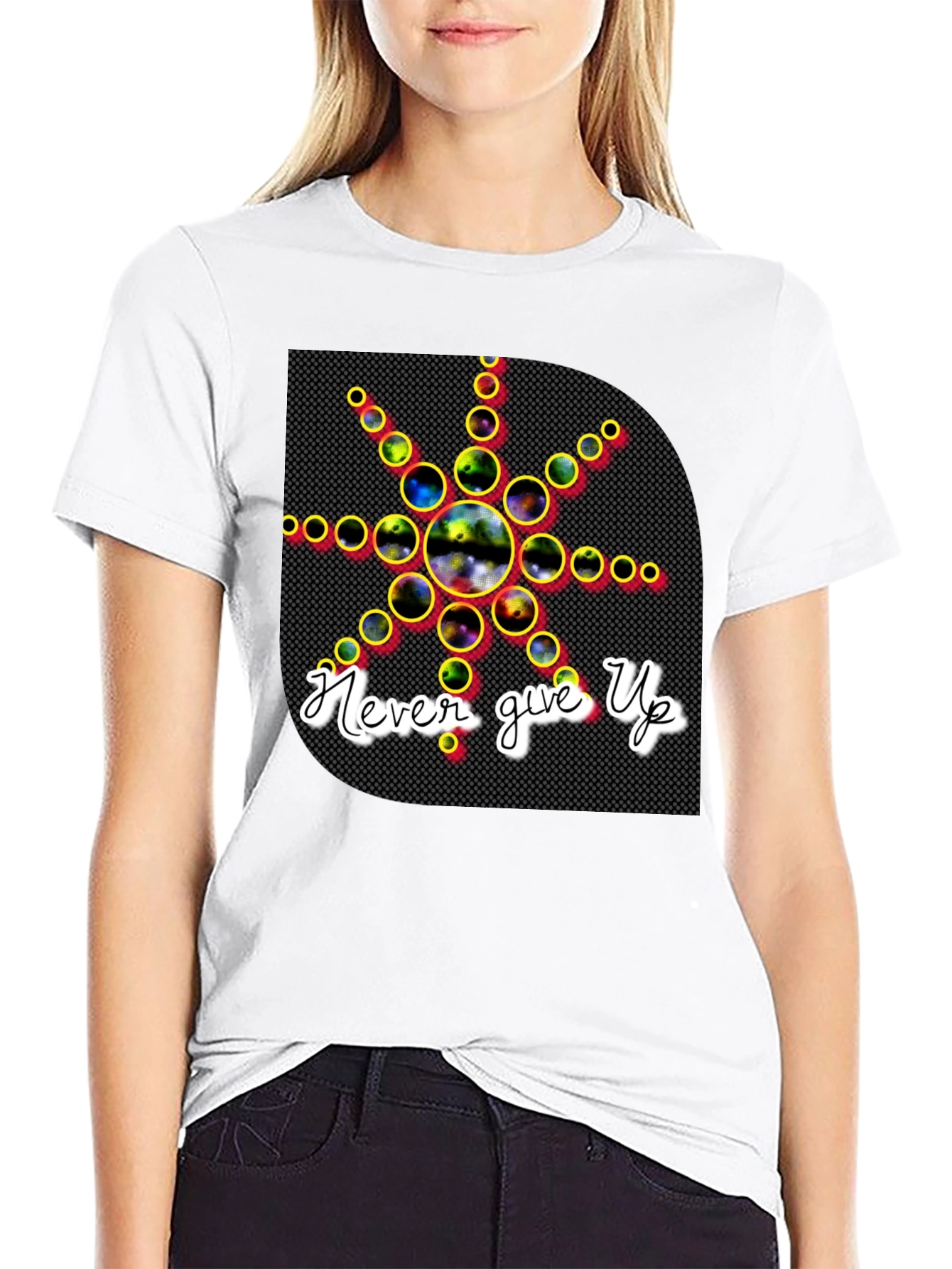 Never Give Up Graphic Tee - Stylish Black T-Shirt