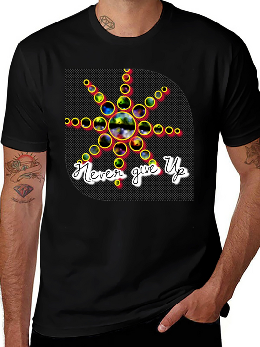 Never Give Up Graphic Tee - Stylish Black T-Shirt