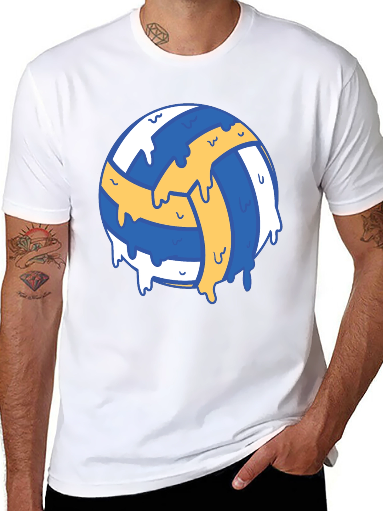 Volleyball Drip Graphic Tee - Cool Sports Shirt