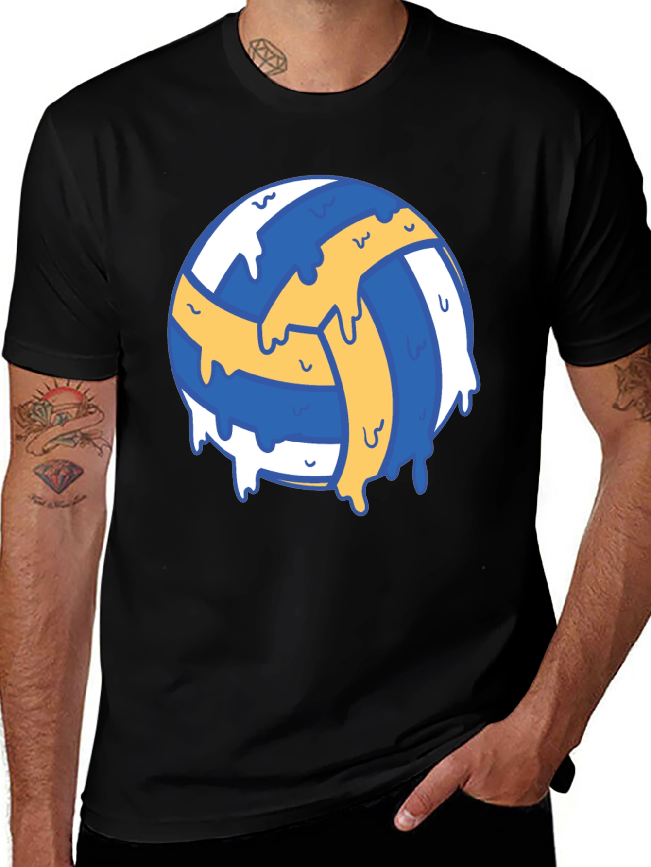 Volleyball Drip Graphic Tee - Cool Sports Shirt
