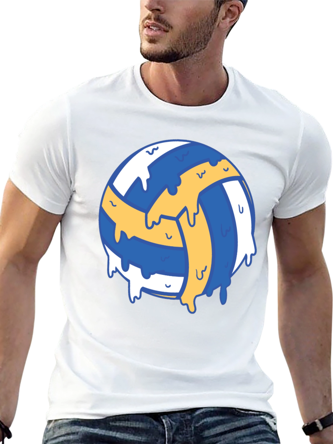 Volleyball Drip Graphic Tee - Cool Sports Shirt