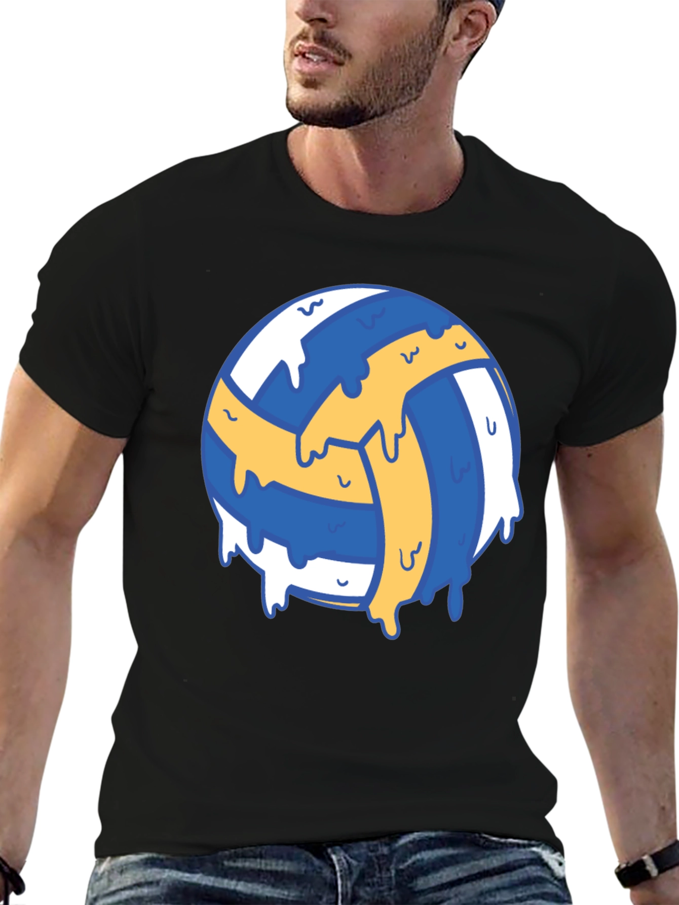 Volleyball Drip Graphic Tee - Cool Sports Shirt