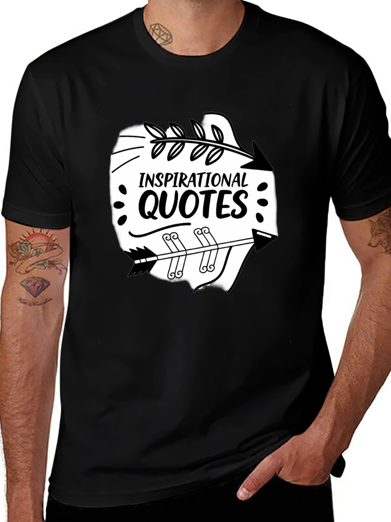 Inspirational Quotes Arrow Graphic Black T-Shirt