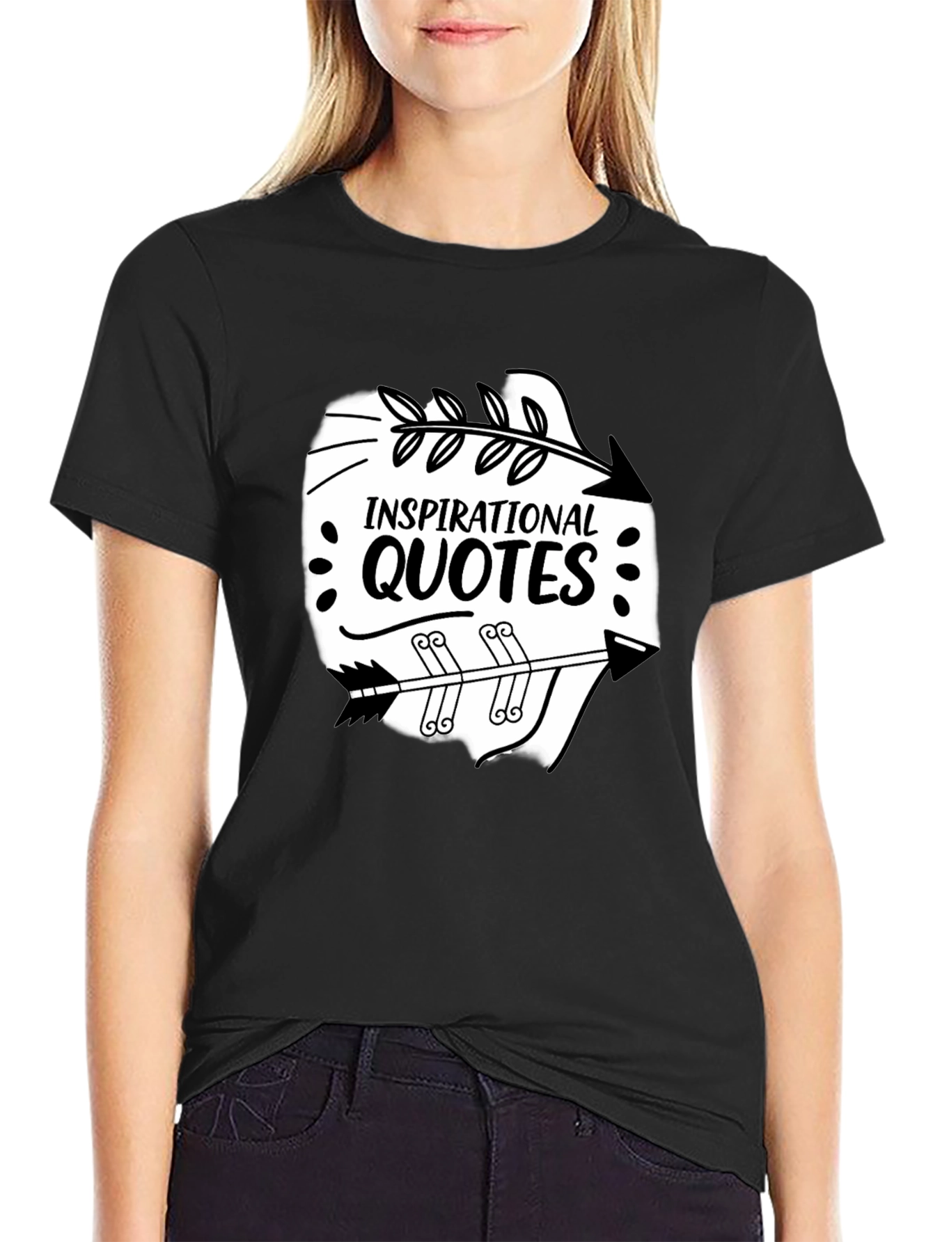 Inspirational Quotes Arrow Graphic Black T-Shirt