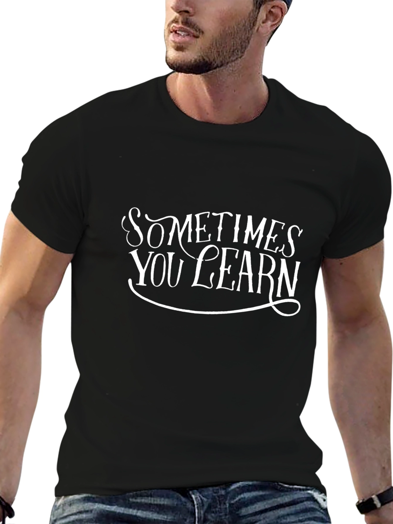 Sometimes You Learn Black Graphic Tee