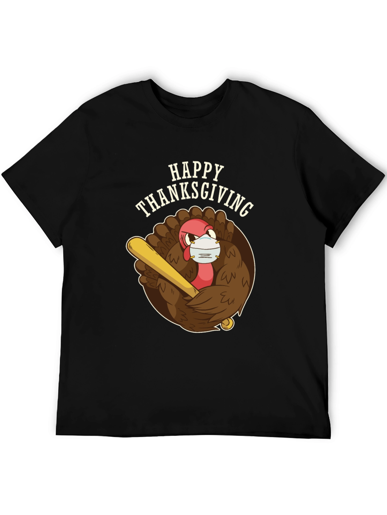 Happy Thanksgiving Turkey Mask T-Shirt