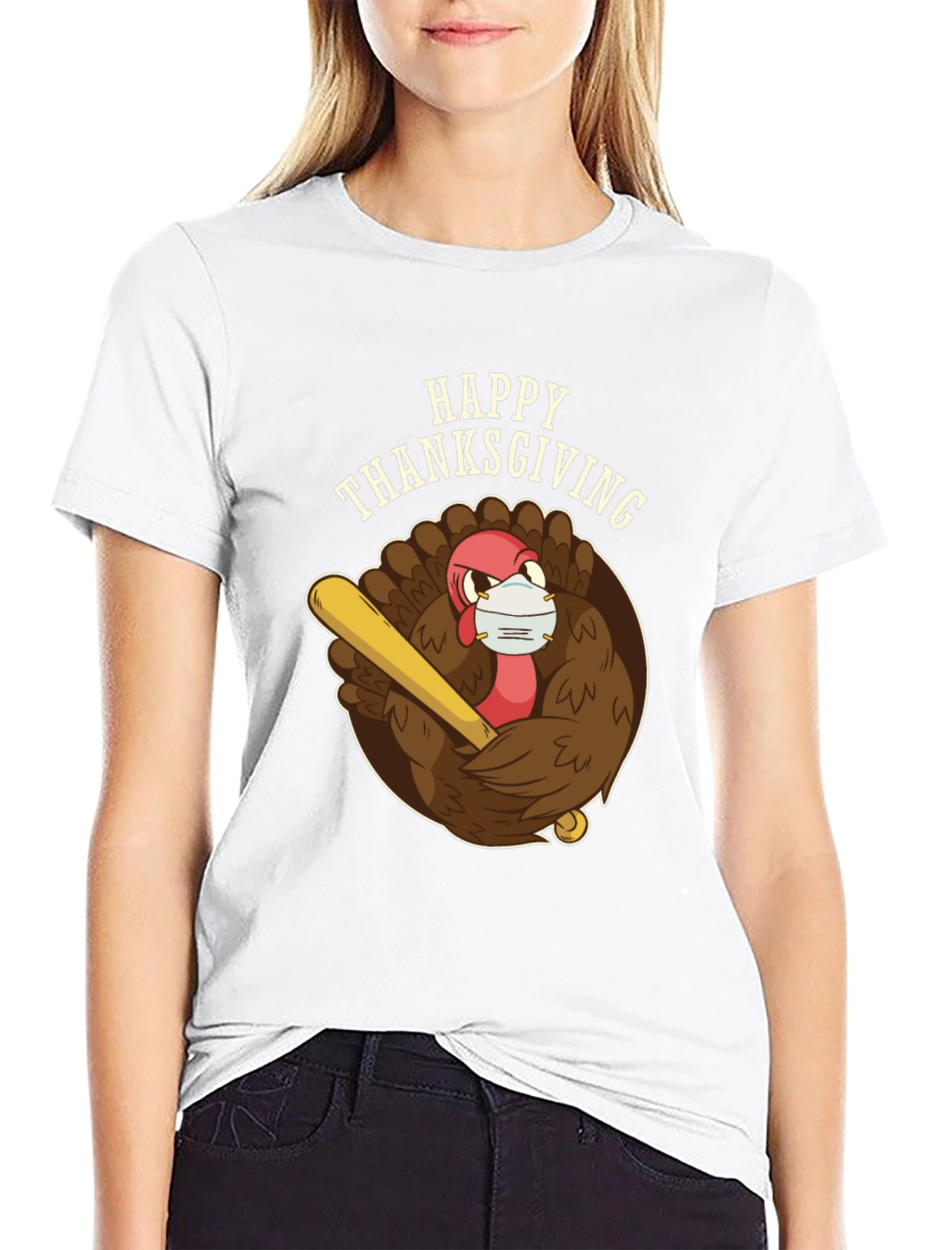 Happy Thanksgiving Turkey Mask T-Shirt