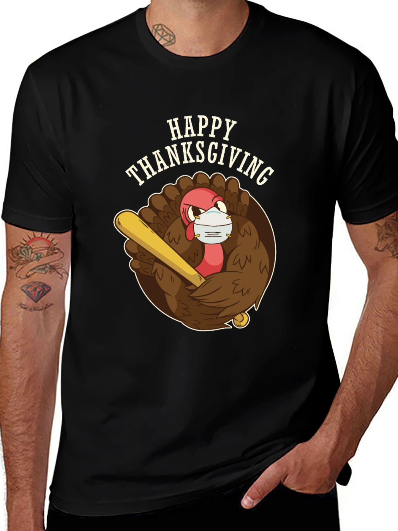 Happy Thanksgiving Turkey Mask T-Shirt