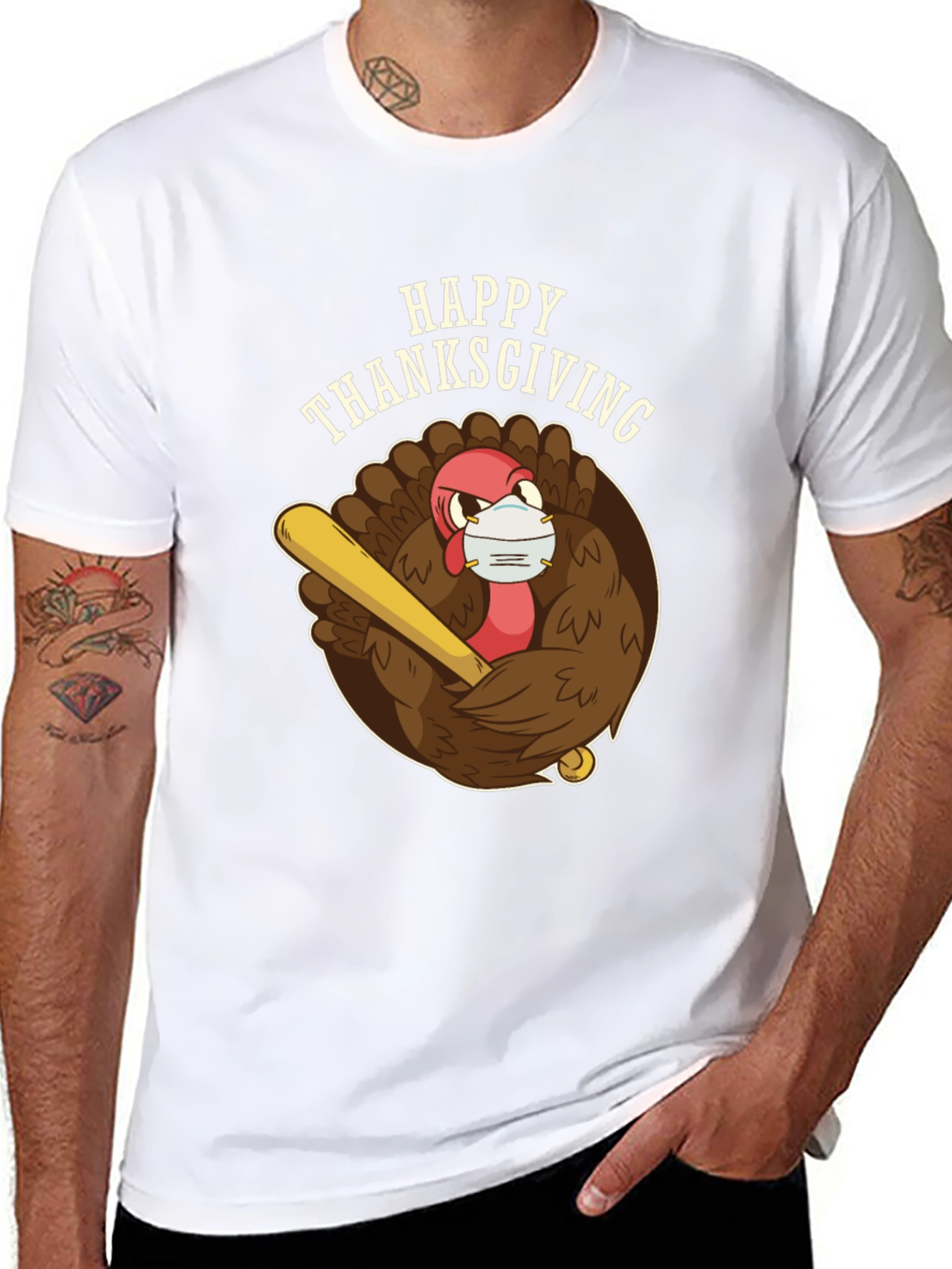 Happy Thanksgiving Turkey Mask T-Shirt