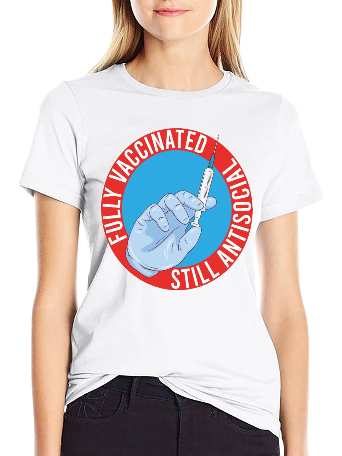 Vaccinated Still Antisocial Black T-Shirt