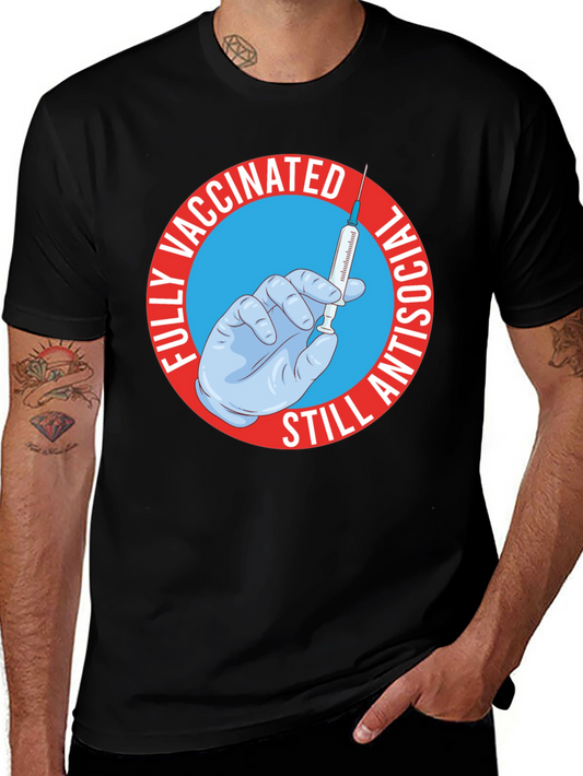 Vaccinated Still Antisocial Black T-Shirt