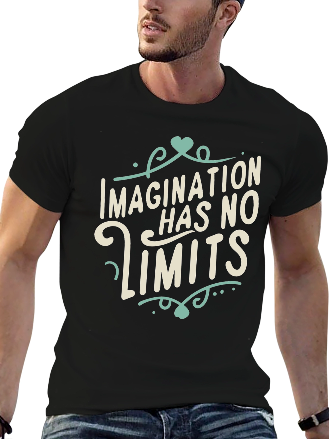 Imagination Has No Limits Black Graphic Tee