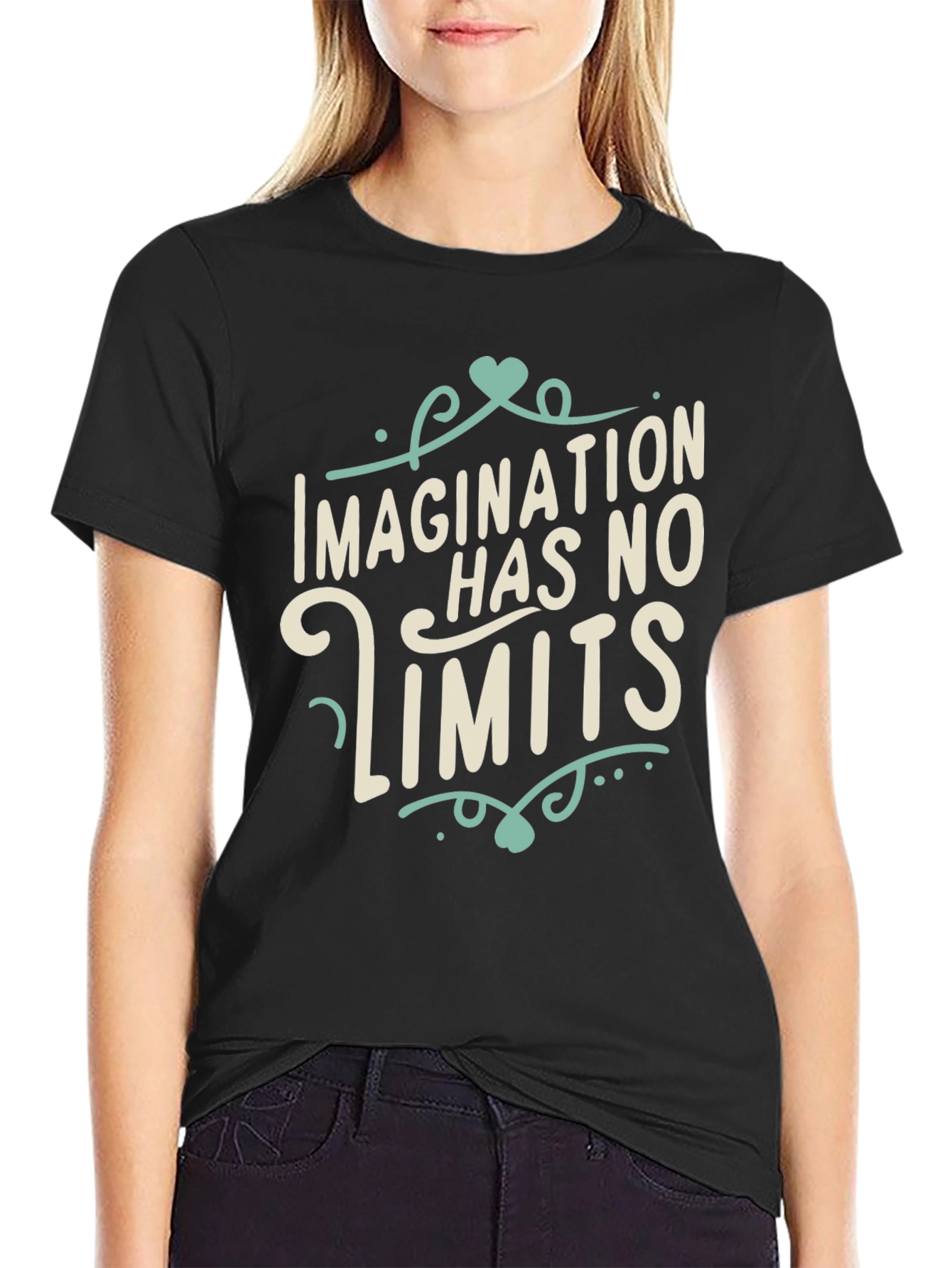Imagination Has No Limits Black Graphic Tee
