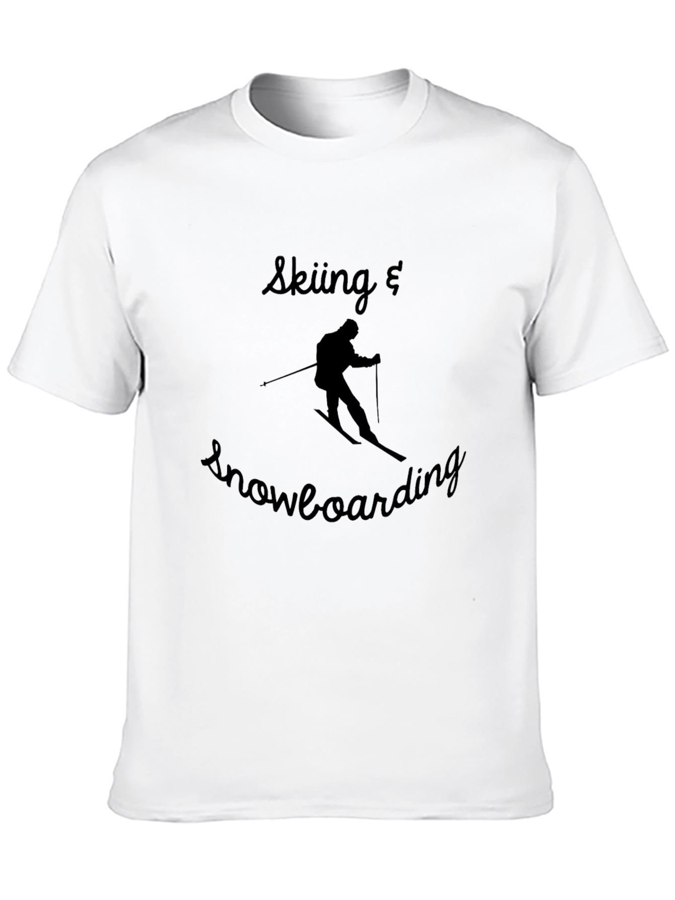 Skiing & Snowboarding Graphic Tee - Black Cotton Blend