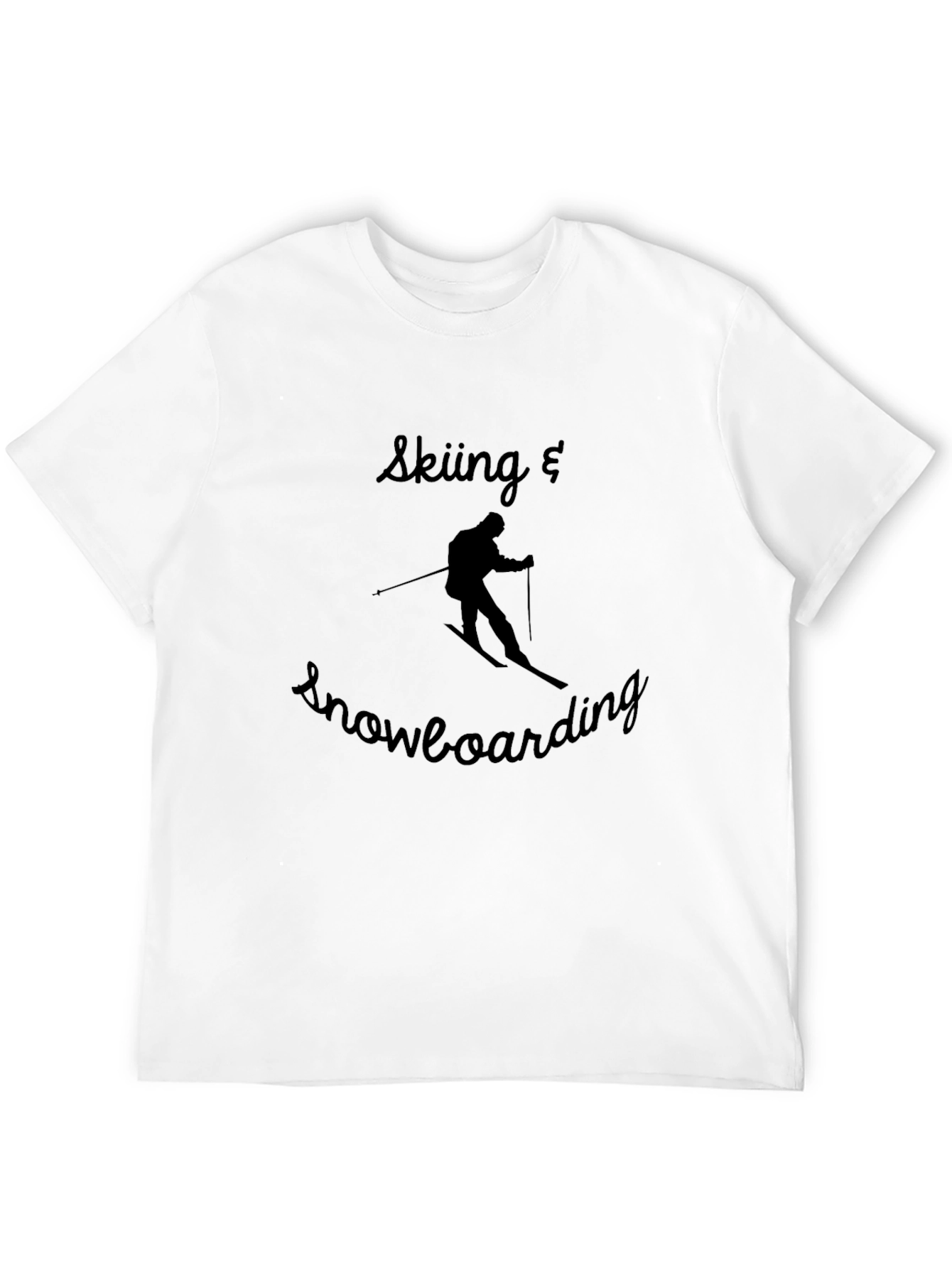 Skiing & Snowboarding Graphic Tee - Black Cotton Blend