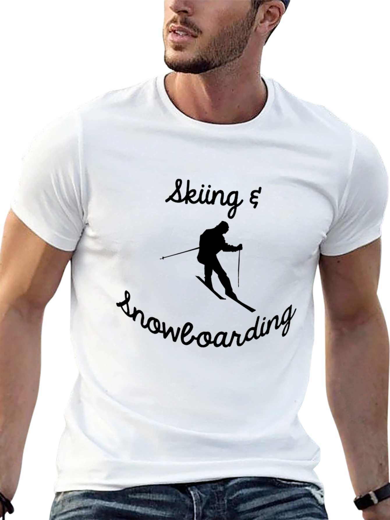 Skiing & Snowboarding Graphic Tee - Black Cotton Blend