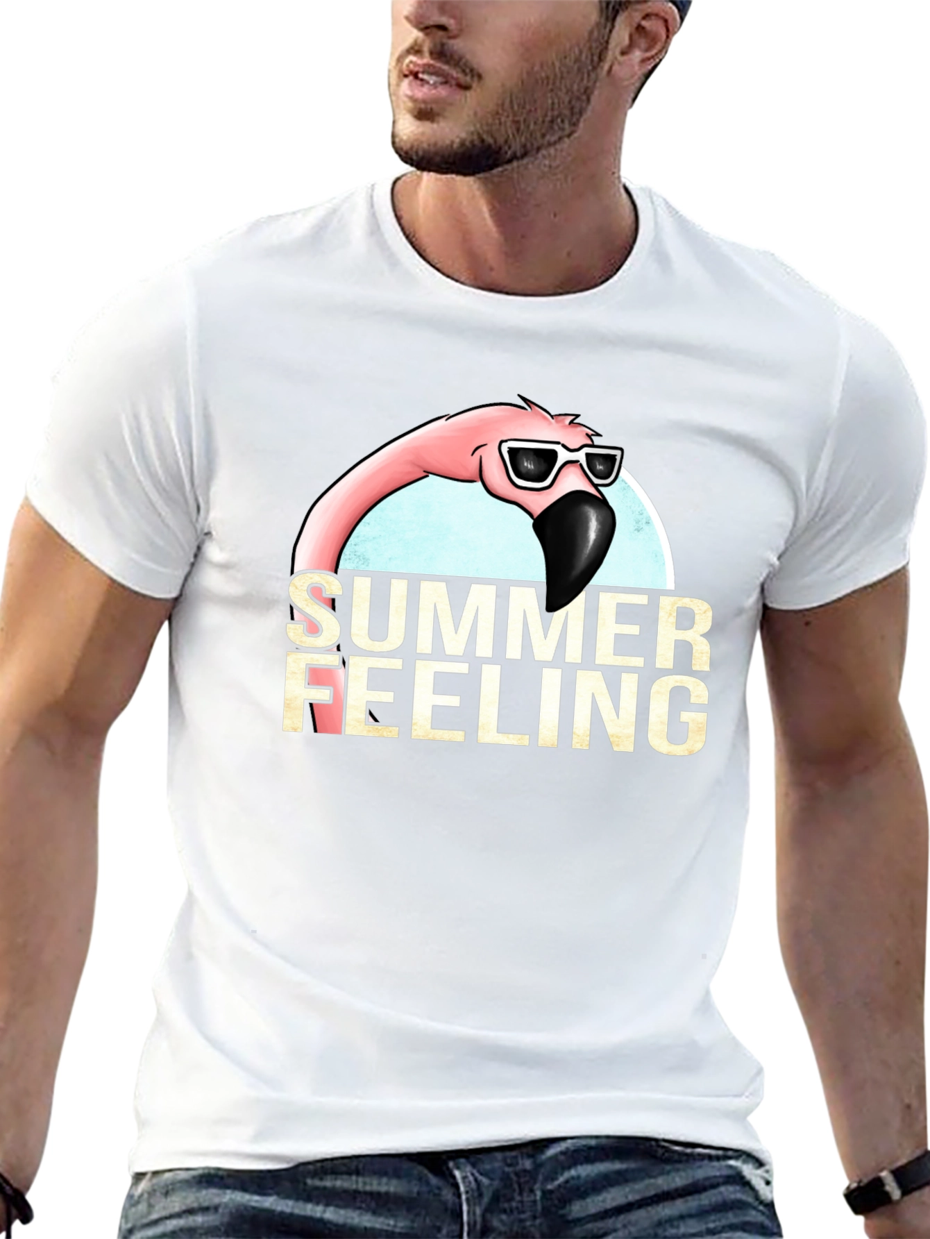 Summer Feeling Flamingo Graphic T-Shirt