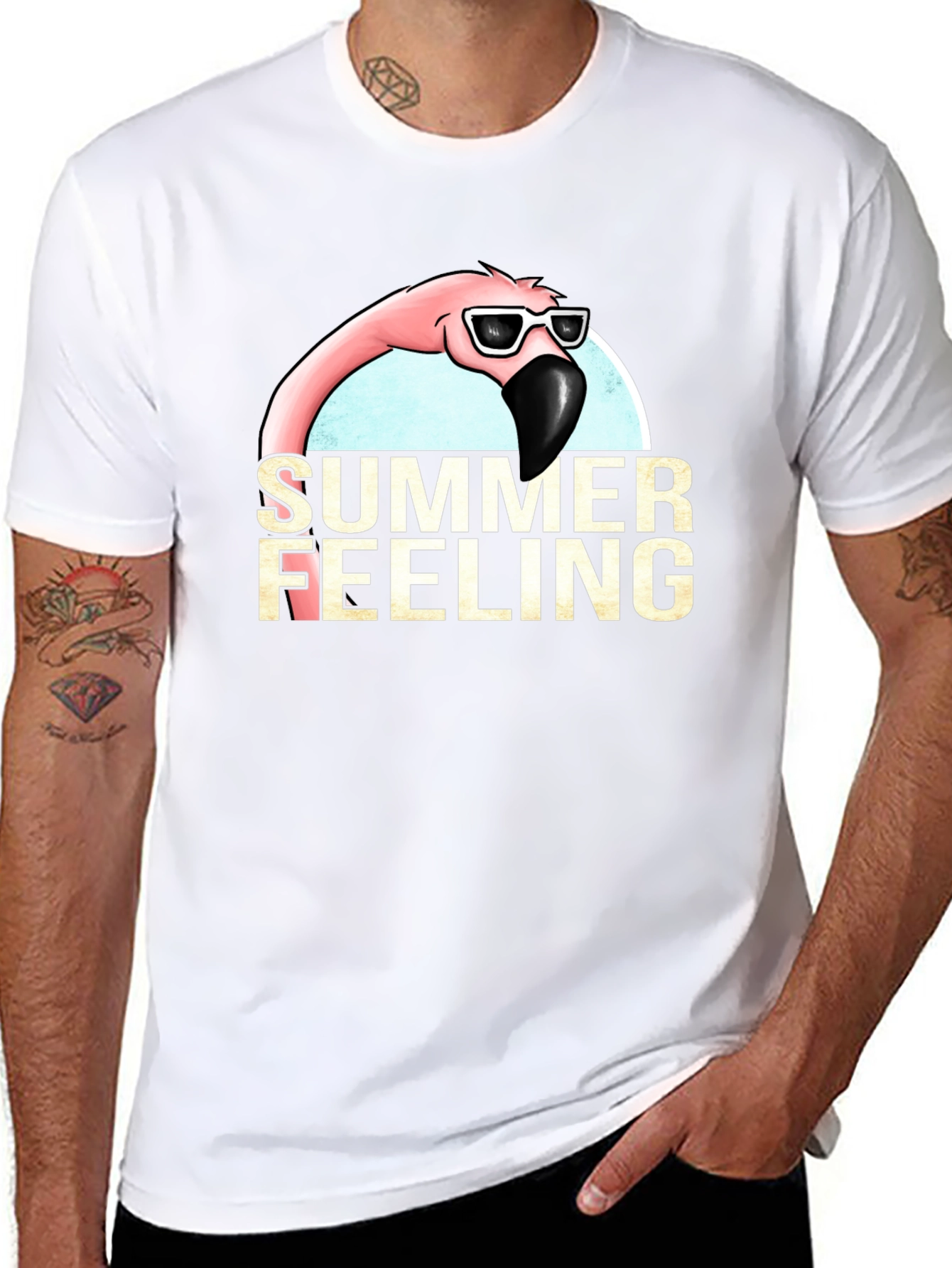 Summer Feeling Flamingo Graphic T-Shirt