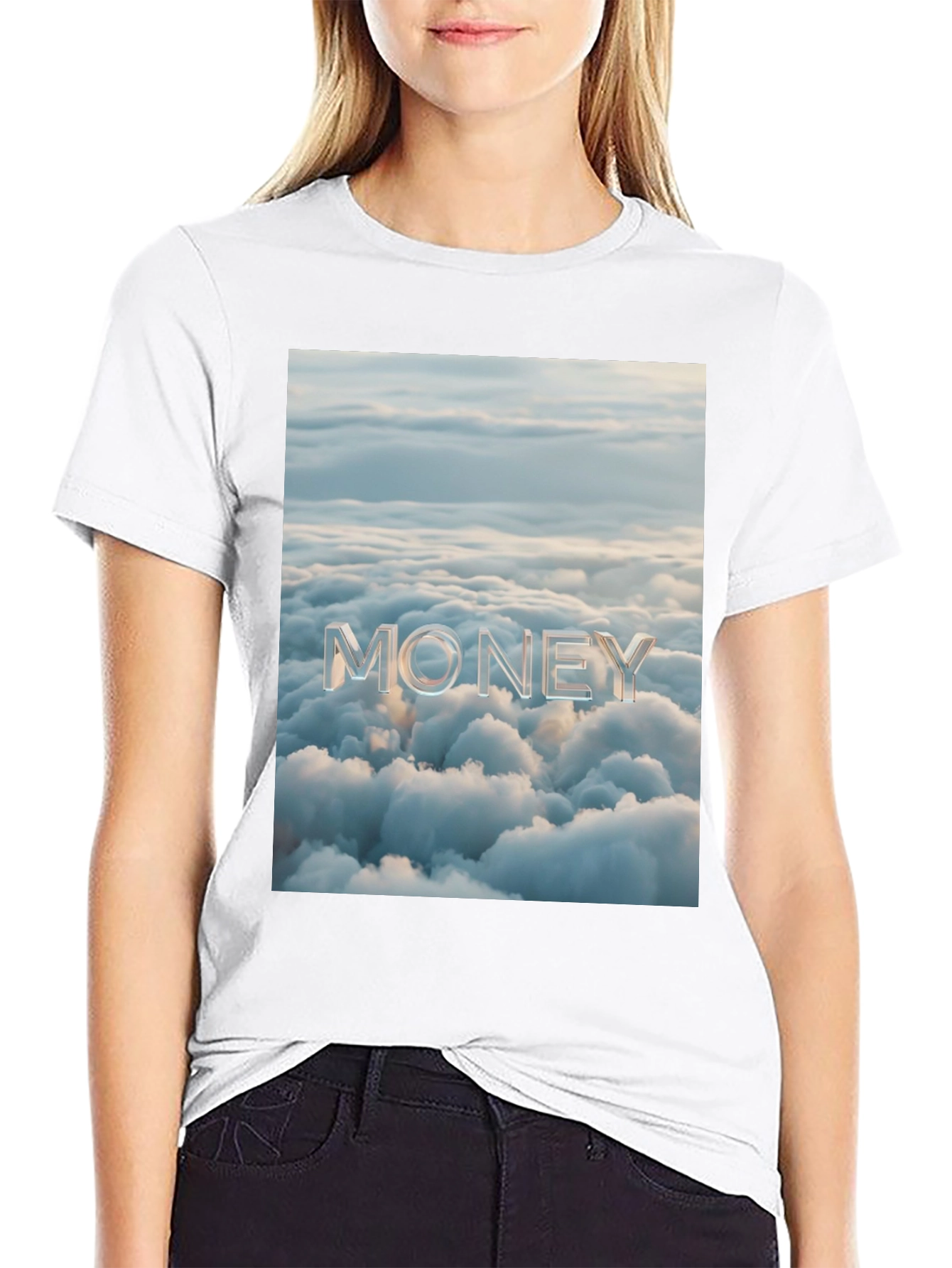 Money Clouds Black Graphic Tee Shirt
