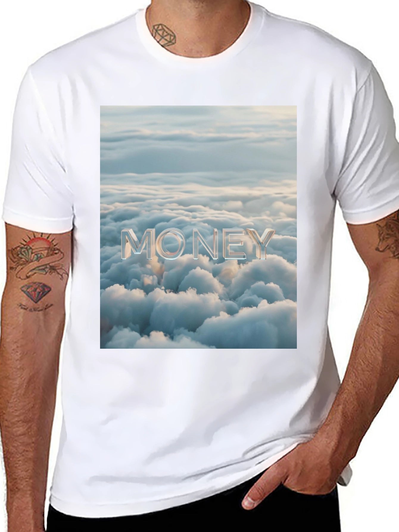 Money Clouds Black Graphic Tee Shirt