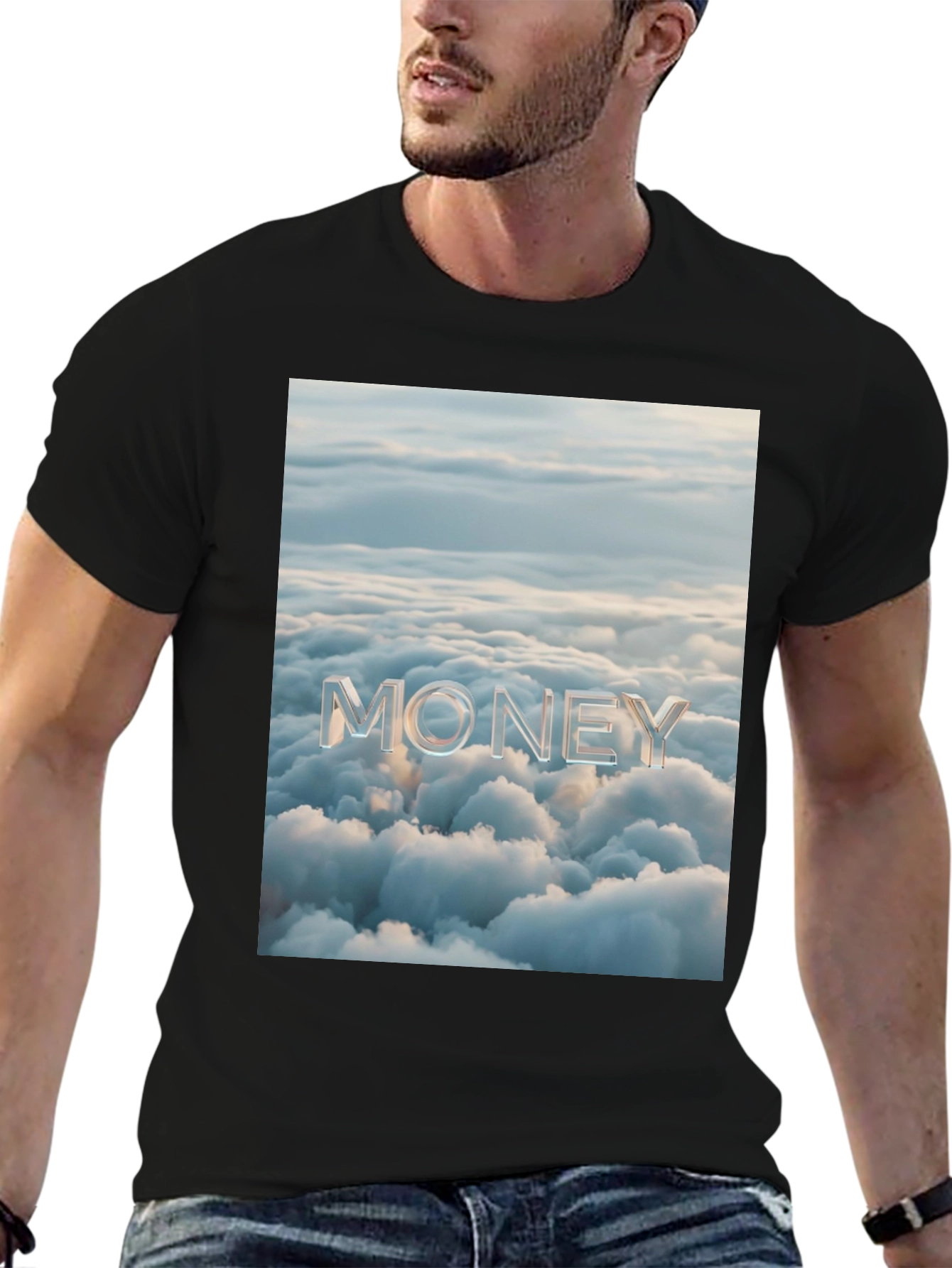 Money Clouds Black Graphic Tee Shirt