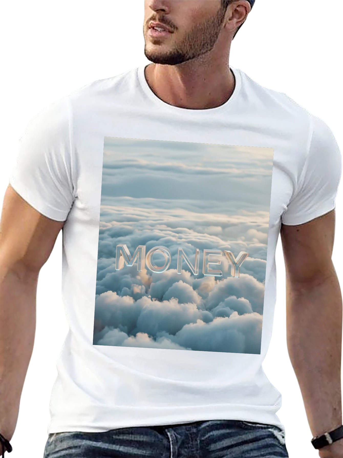 Money Clouds Black Graphic Tee Shirt