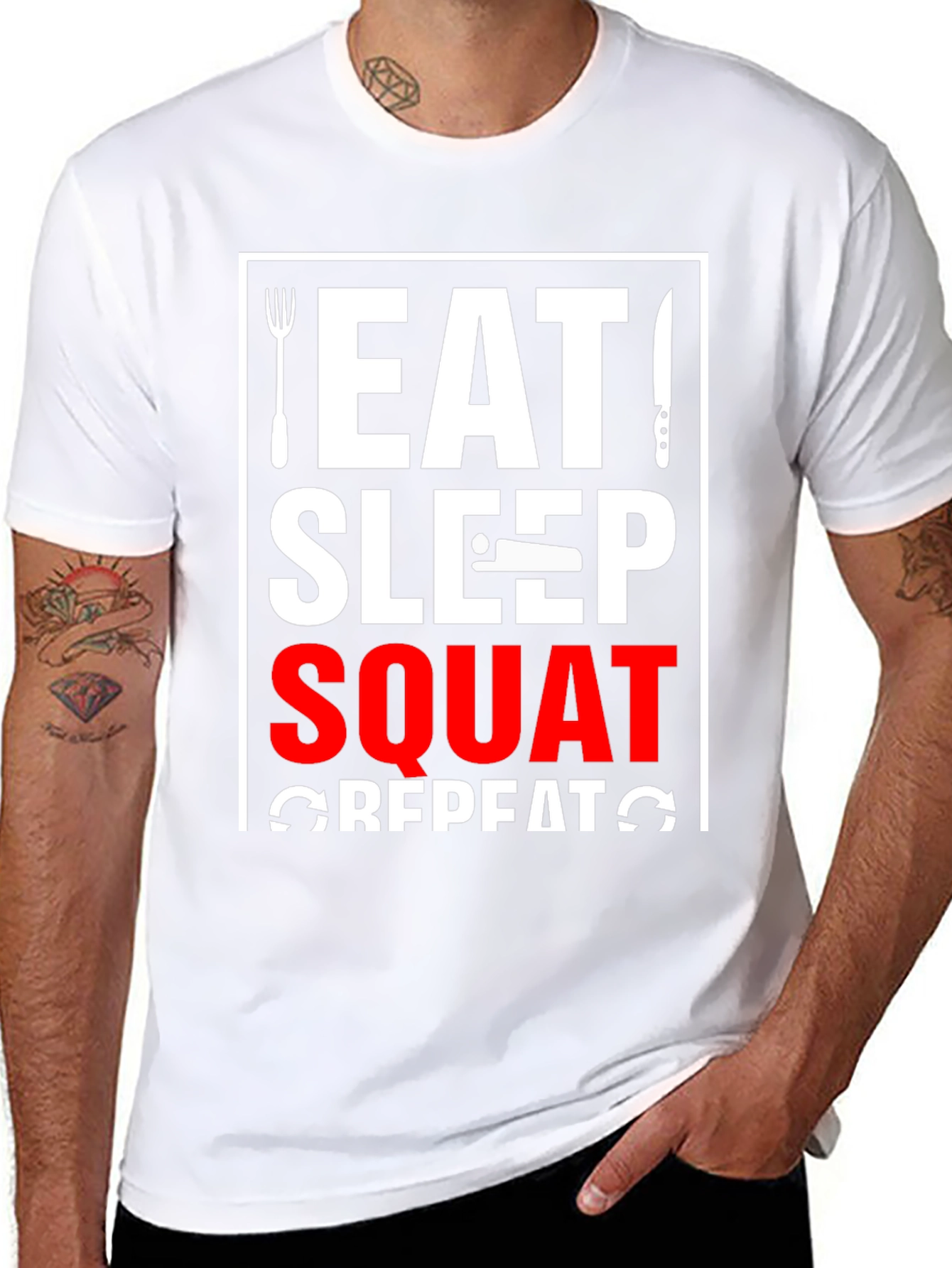 Eat Sleep Squat Repeat Black Graphic Tee