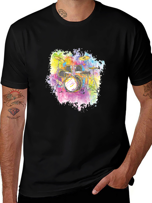 Colorful Drum Set Graphic T-Shirt