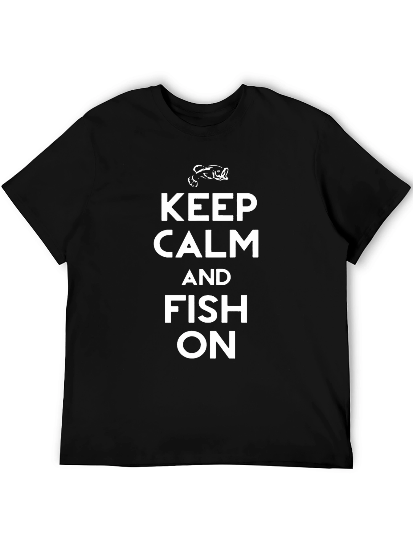 Keep Calm and Fish On Black T-Shirt