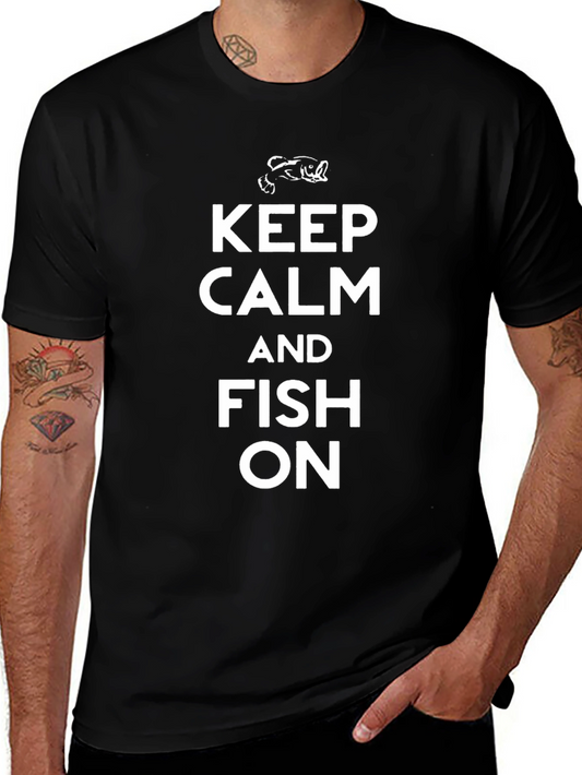 Keep Calm and Fish On Black T-Shirt
