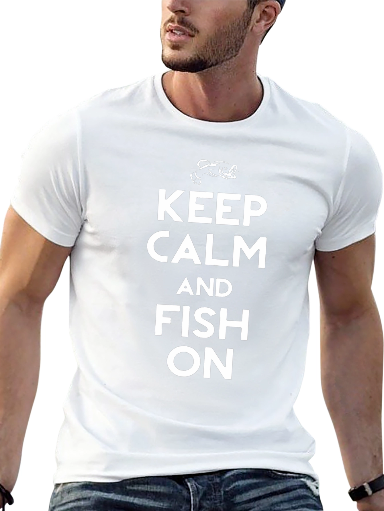Keep Calm and Fish On Black T-Shirt