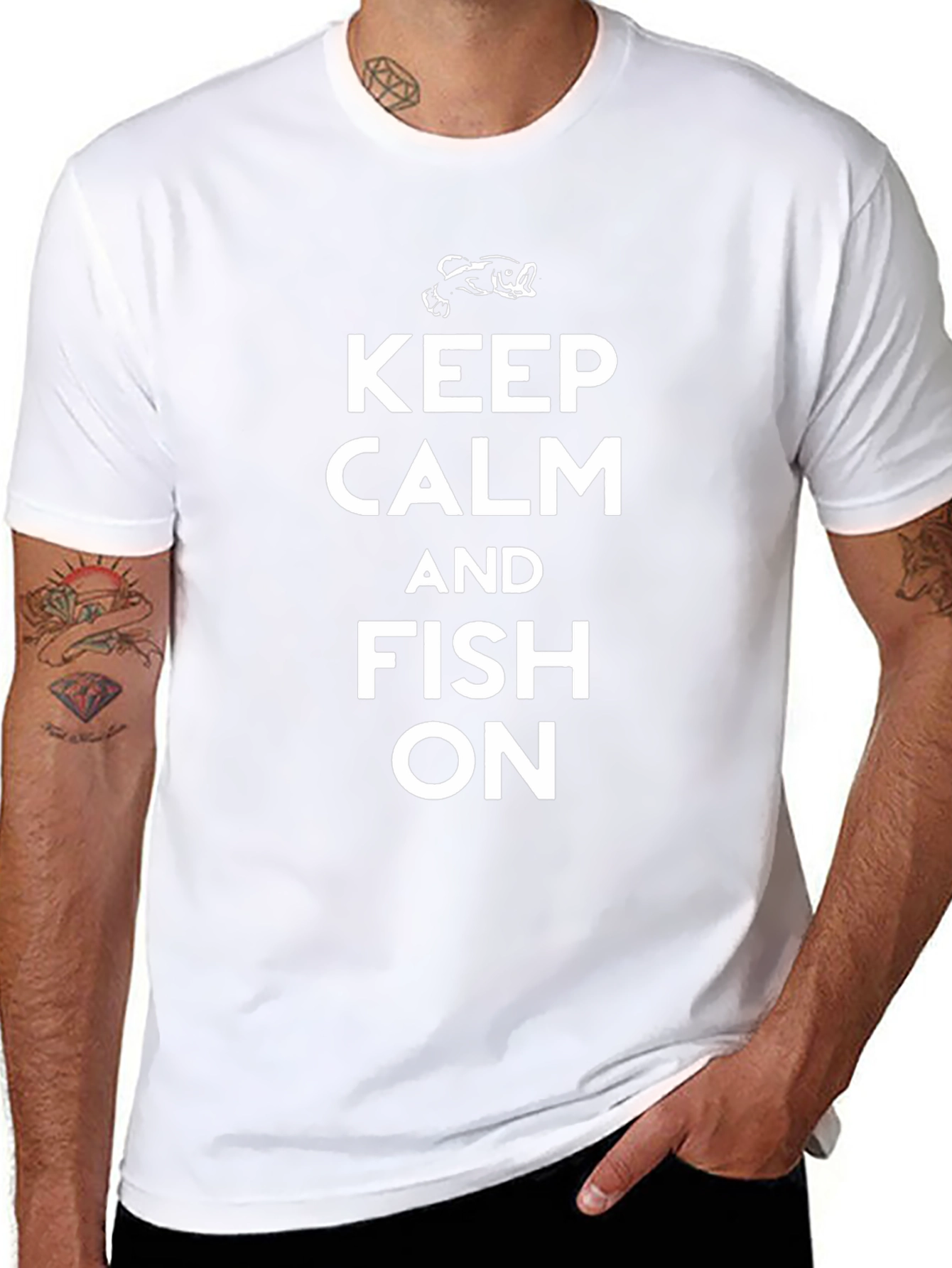 Keep Calm and Fish On Black T-Shirt