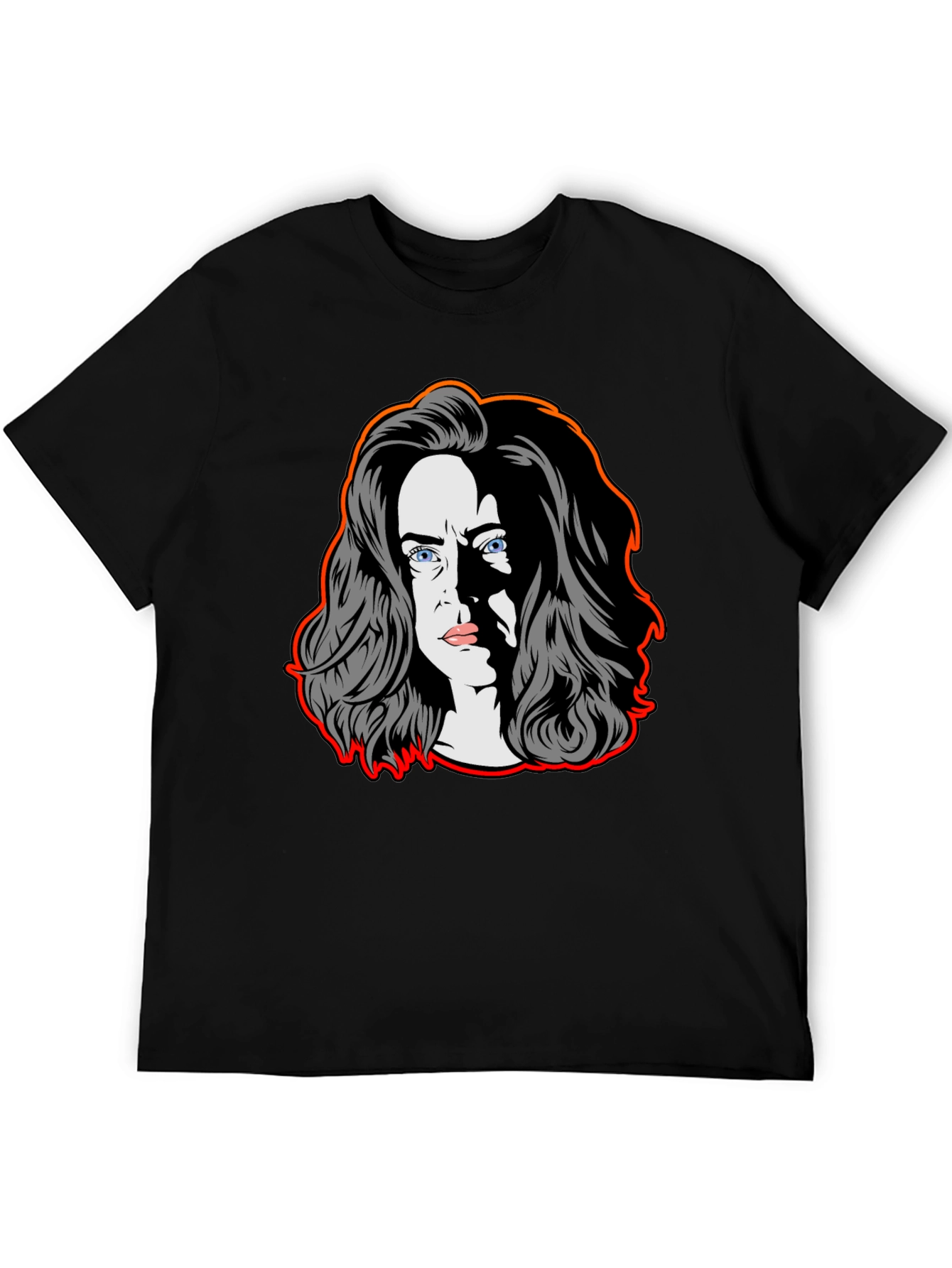 Pop Art Woman Graphic Tee - Black Cotton Blend