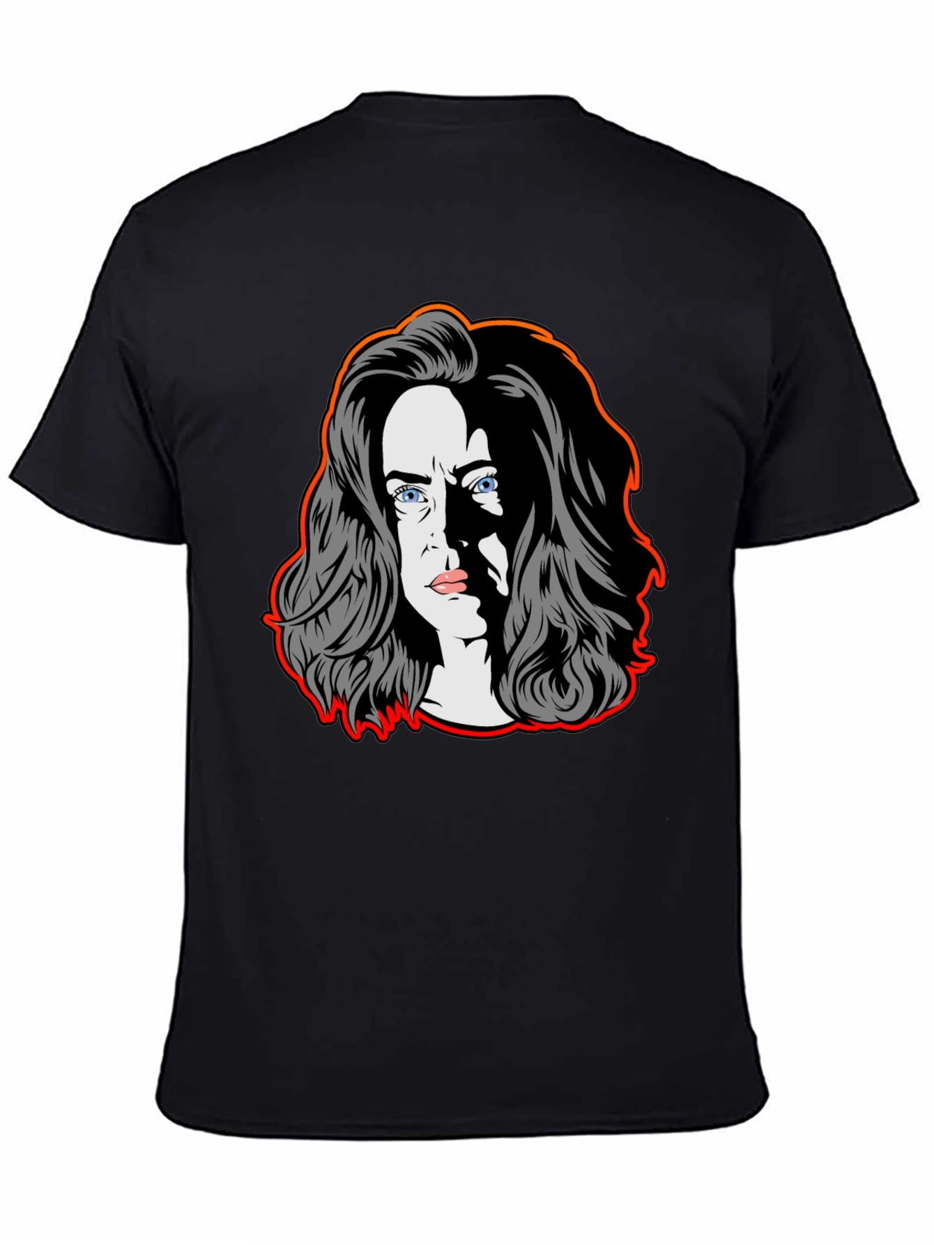 Pop Art Woman Graphic Tee - Black Cotton Blend