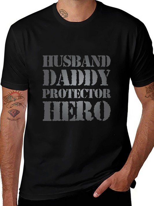 Husband Daddy Hero Graphic Tee - Black