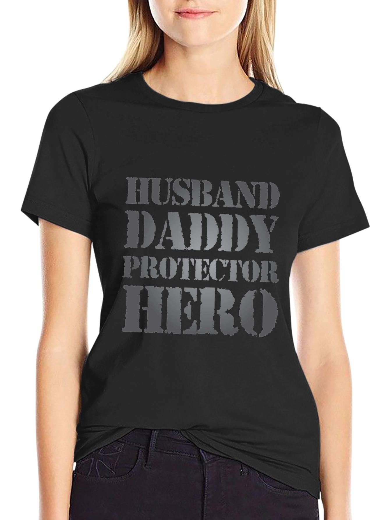 Husband Daddy Hero Graphic Tee - Black