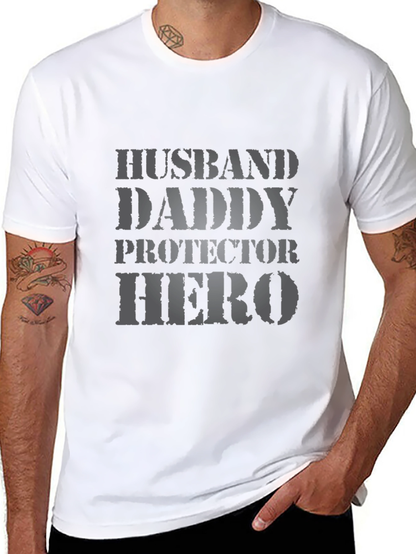 Husband Daddy Hero Graphic Tee - Black