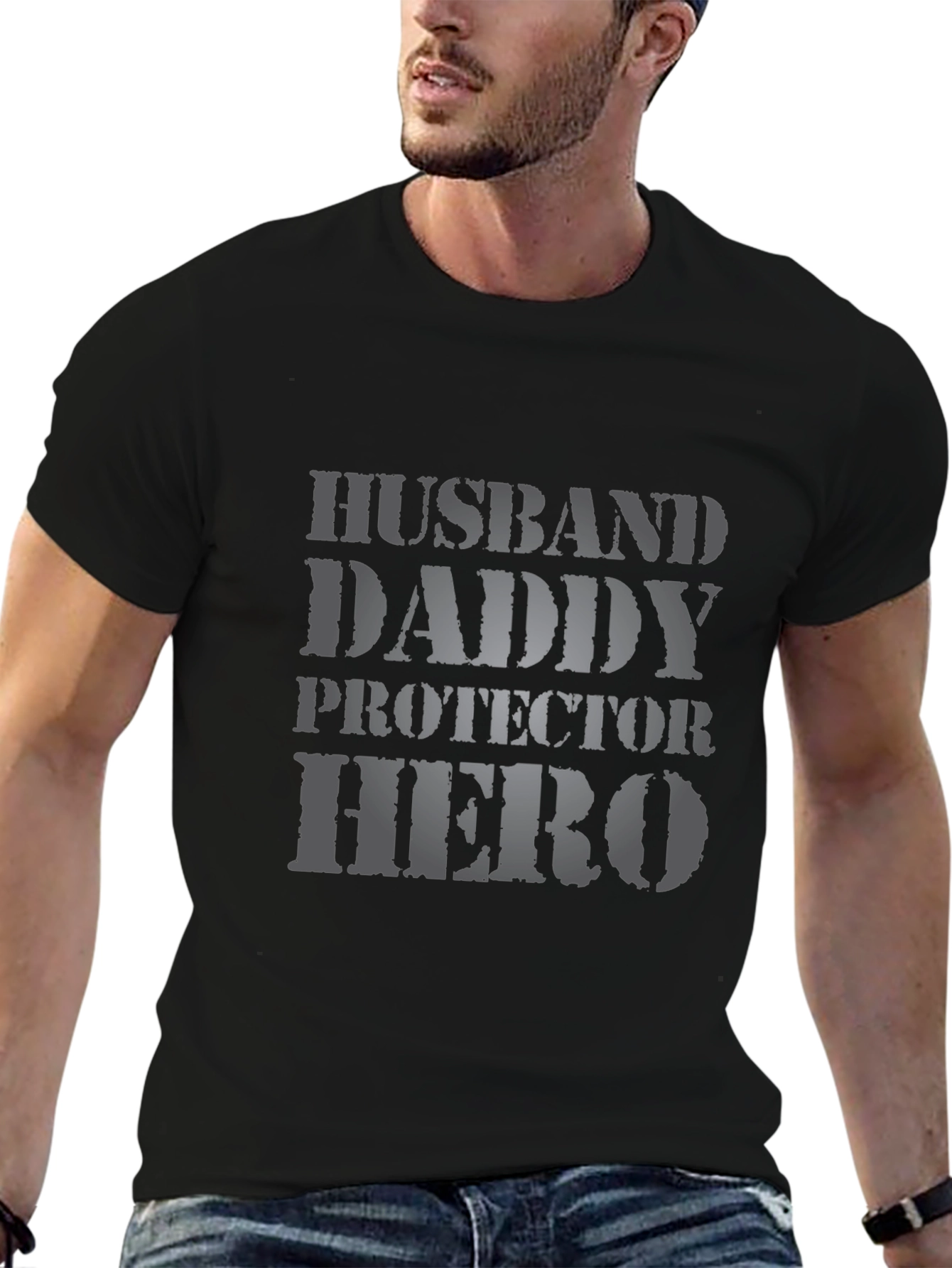 Husband Daddy Hero Graphic Tee - Black