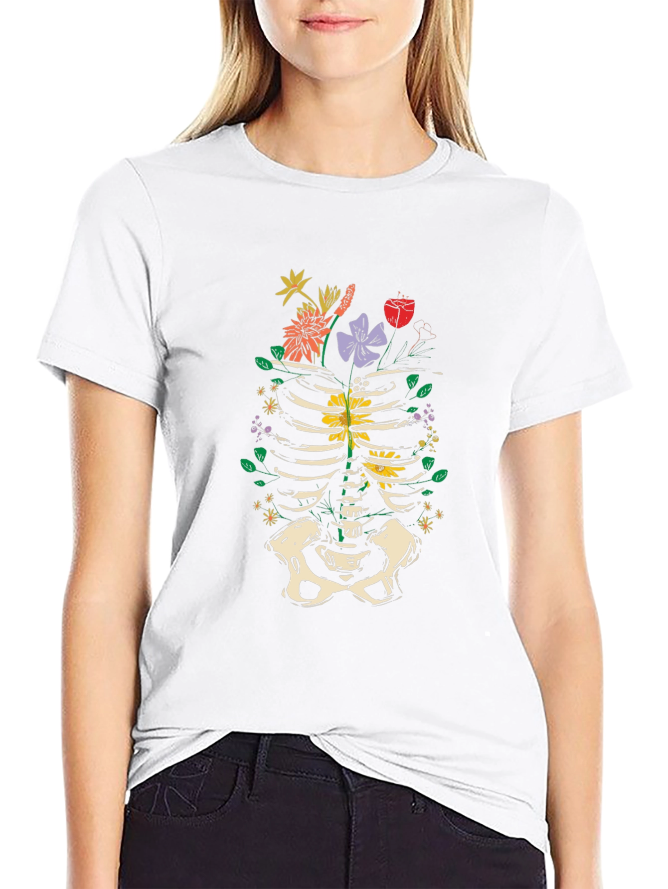 Floral Ribcage Anatomy T-Shirt
