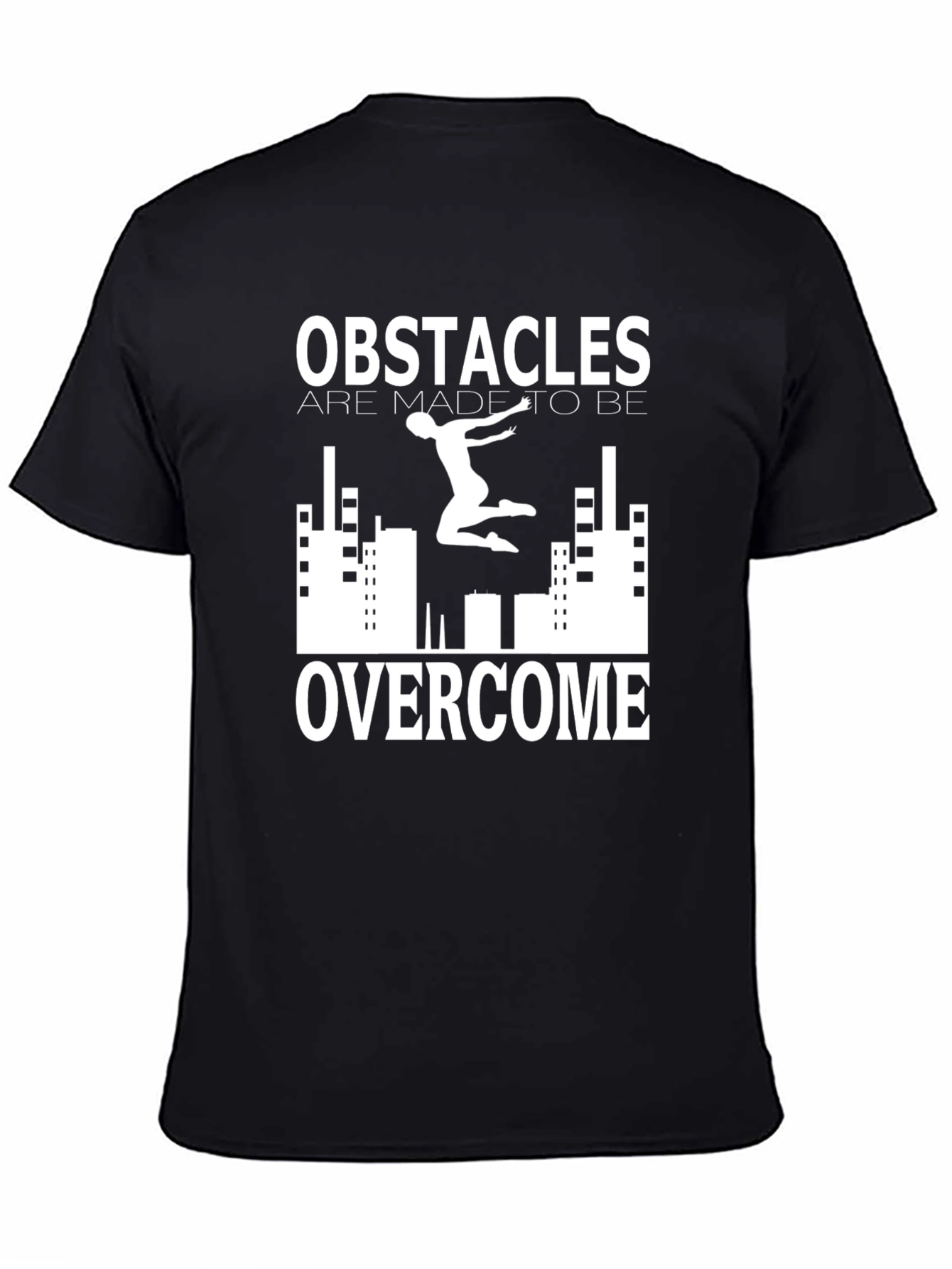 Obstacles Overcome Black Graphic Print Tee