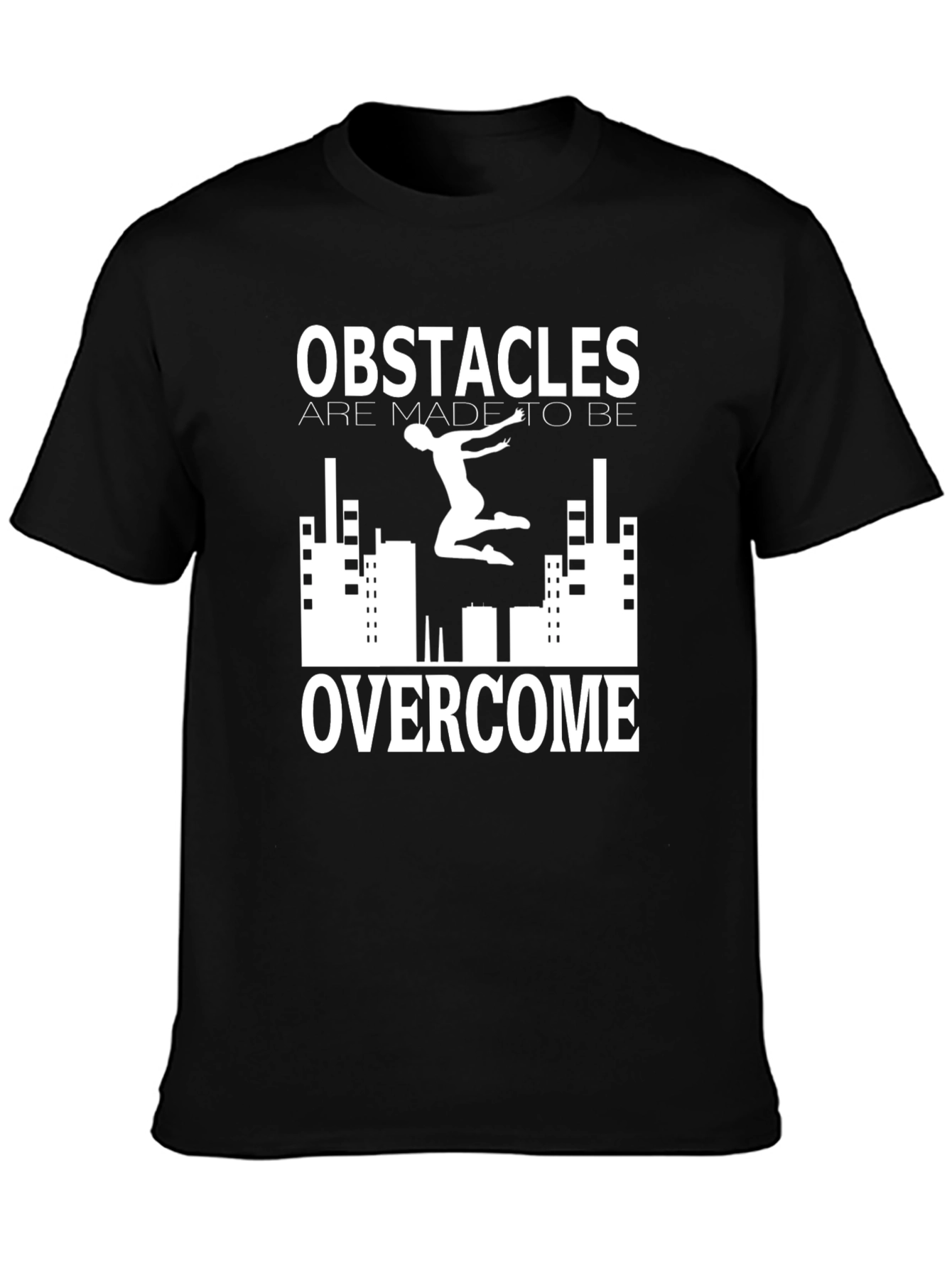 Obstacles Overcome Black Graphic Print Tee