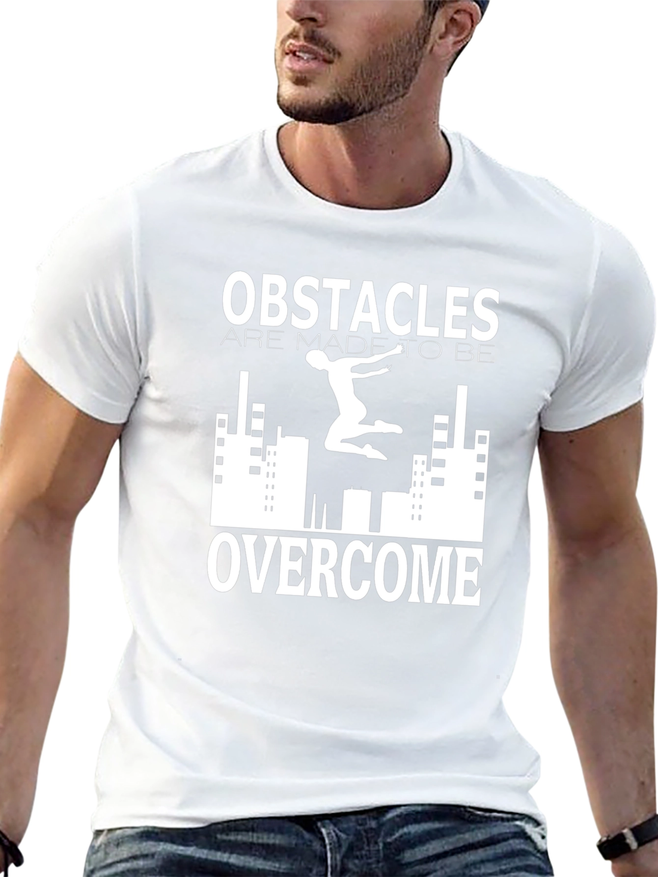 Obstacles Overcome Black Graphic Print Tee