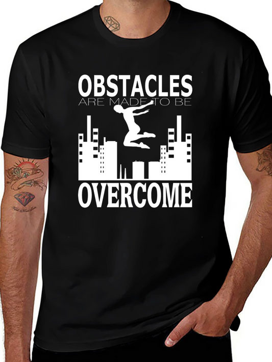 Obstacles Overcome Black Graphic Print Tee