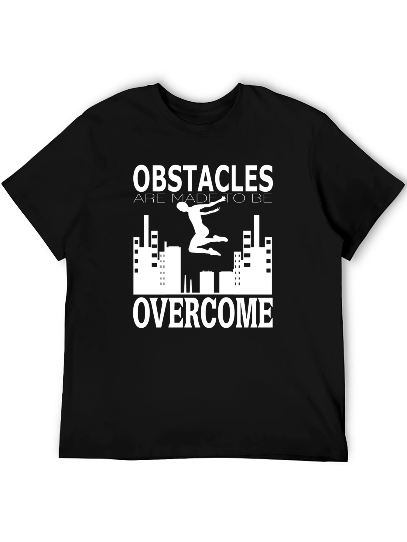 Obstacles Overcome Black Graphic Print Tee
