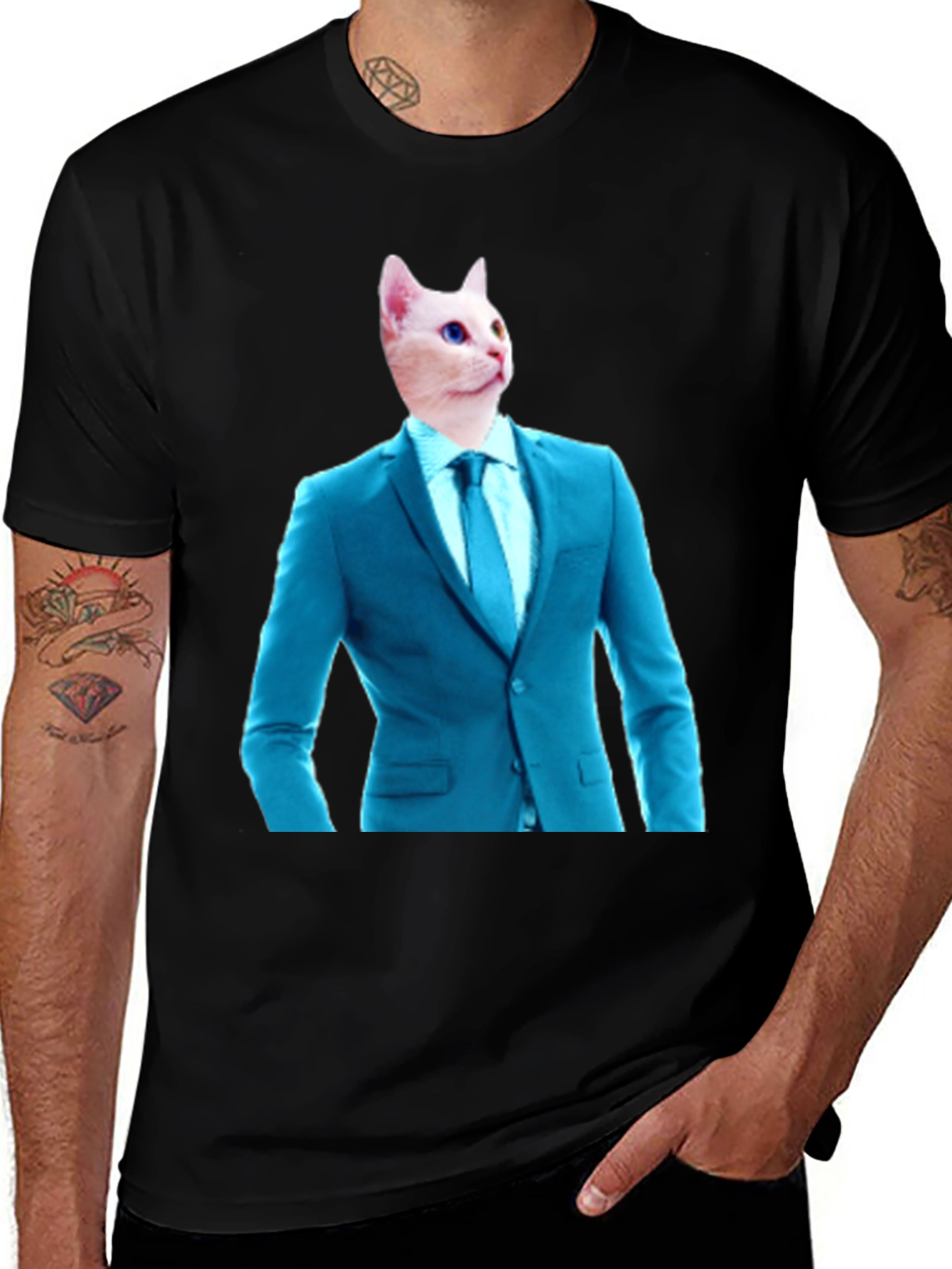 Cat in Suit T-Shirt - Funny Feline Fashion