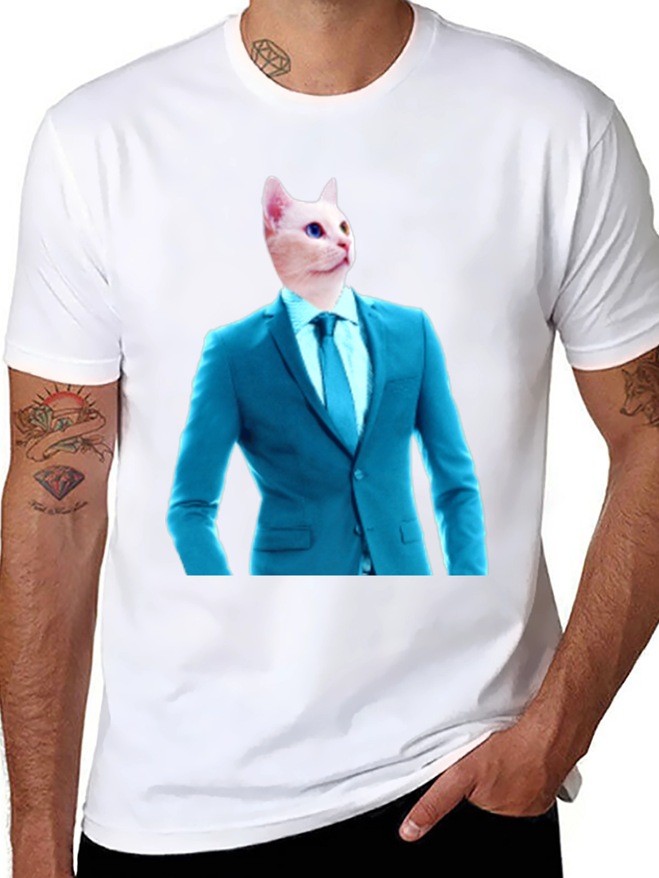 Cat in Suit T-Shirt - Funny Feline Fashion