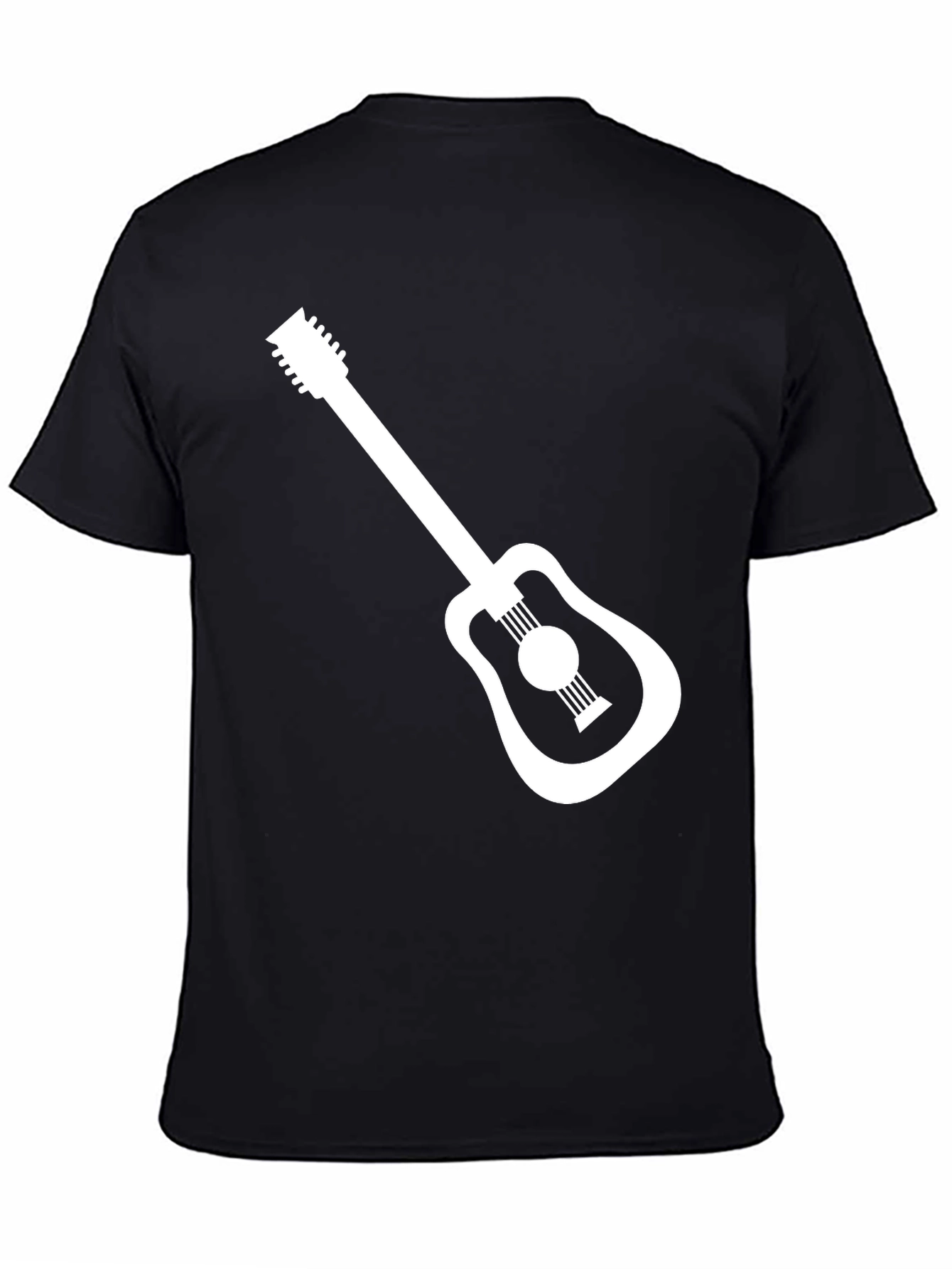 Guitar Graphic Tee - Black Cotton Casual T-Shirt