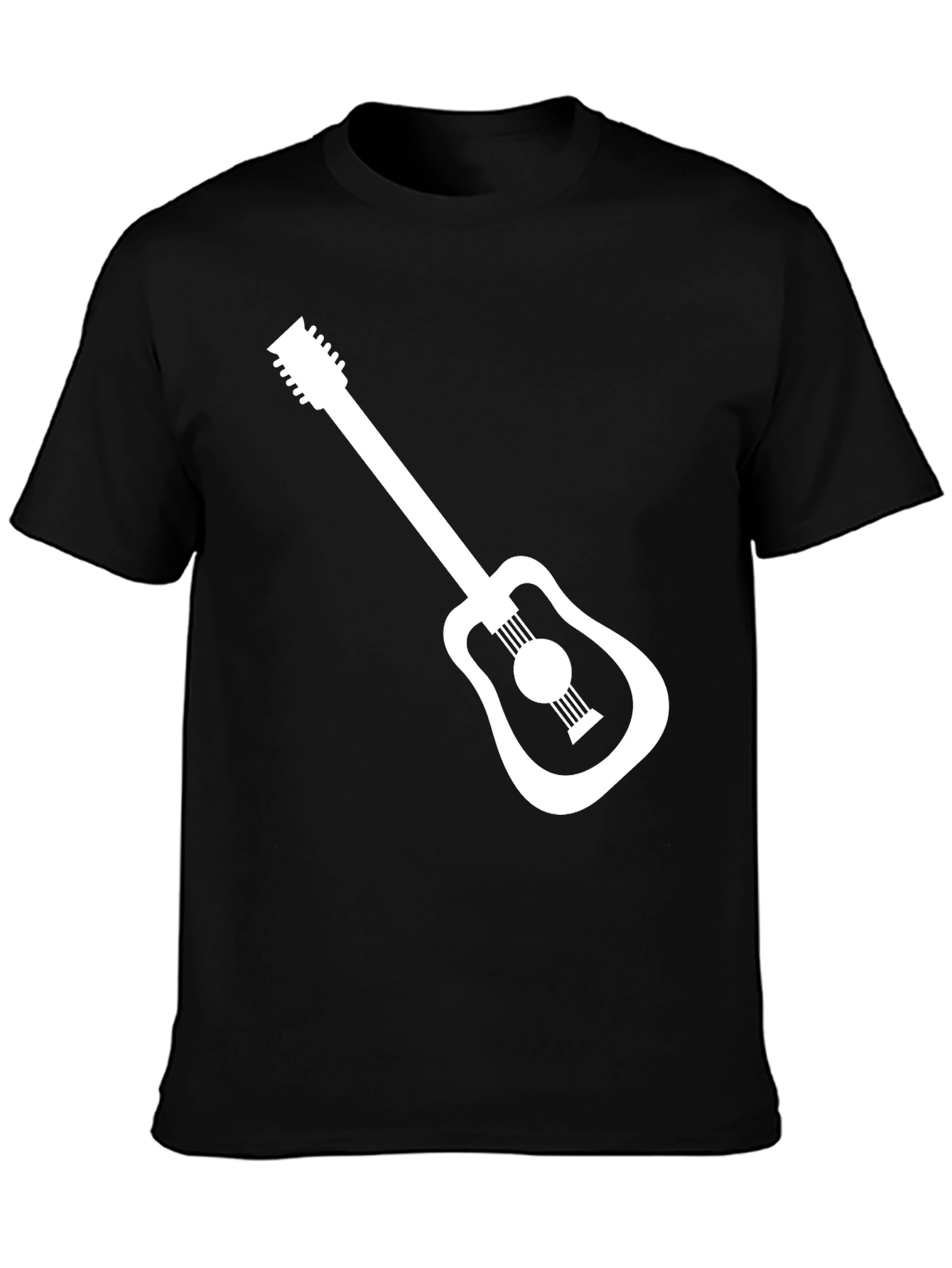 Guitar Graphic Tee - Black Cotton Casual T-Shirt